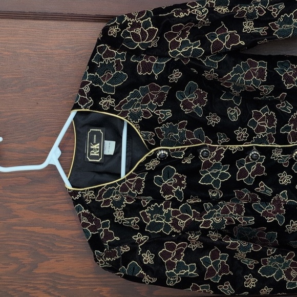 R&K Evening Velvet Floral Evening Jacket Size Small - Picture 4 of 6